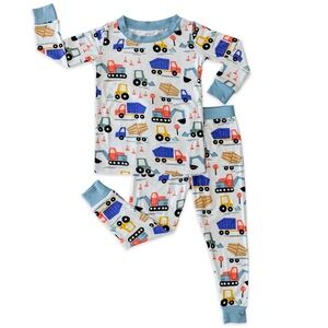 Little Sleepies Construction Pajama Set - Blue and White